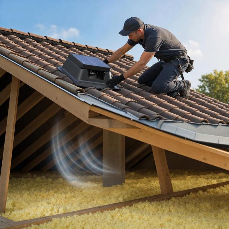 Un extracteur d'air solaire en toiture limite la surchauffe des combles pr&egrave;s de Vesoul